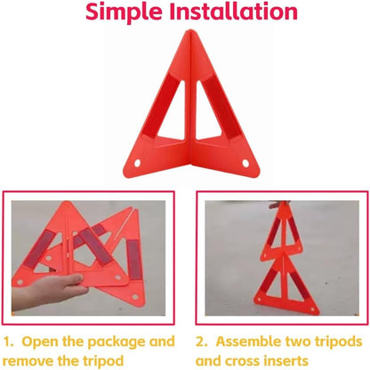 Akozon Emergency Triangles, Portable Car Roadside Triangles Emergency Breakdown Reflective Triangle For Car Warning Safety Road Stop Sign