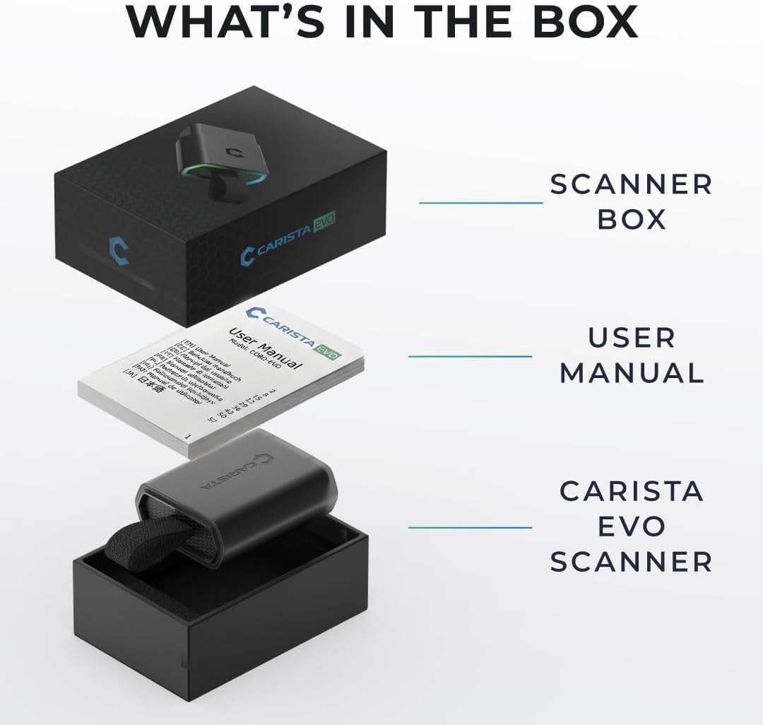 Carista EVO - Bluetooth OBD2 Scanner - Car Diagnostic Tool & Code Reader with Access to Diagnostics, Customizations, Service Tools & Live Data (Subscription Required)