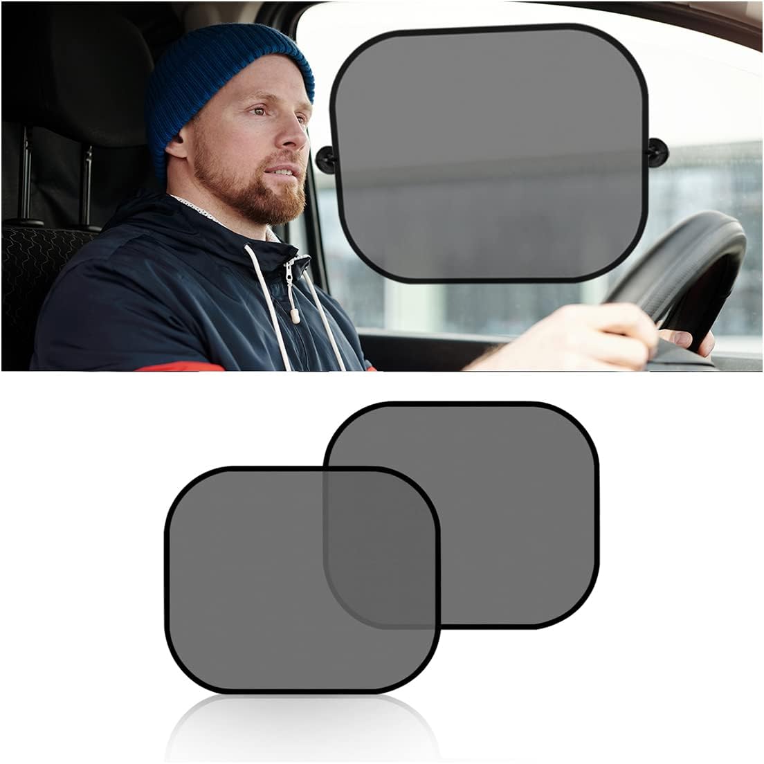 2 Pack Universal Car Window Shade, Cling Sunshade - Sun, Glare and UV Rays Protection for Your Child - Baby Side Window Car Sun Shades, Blocks Over 98% of Harmful UV Rays (Large)
