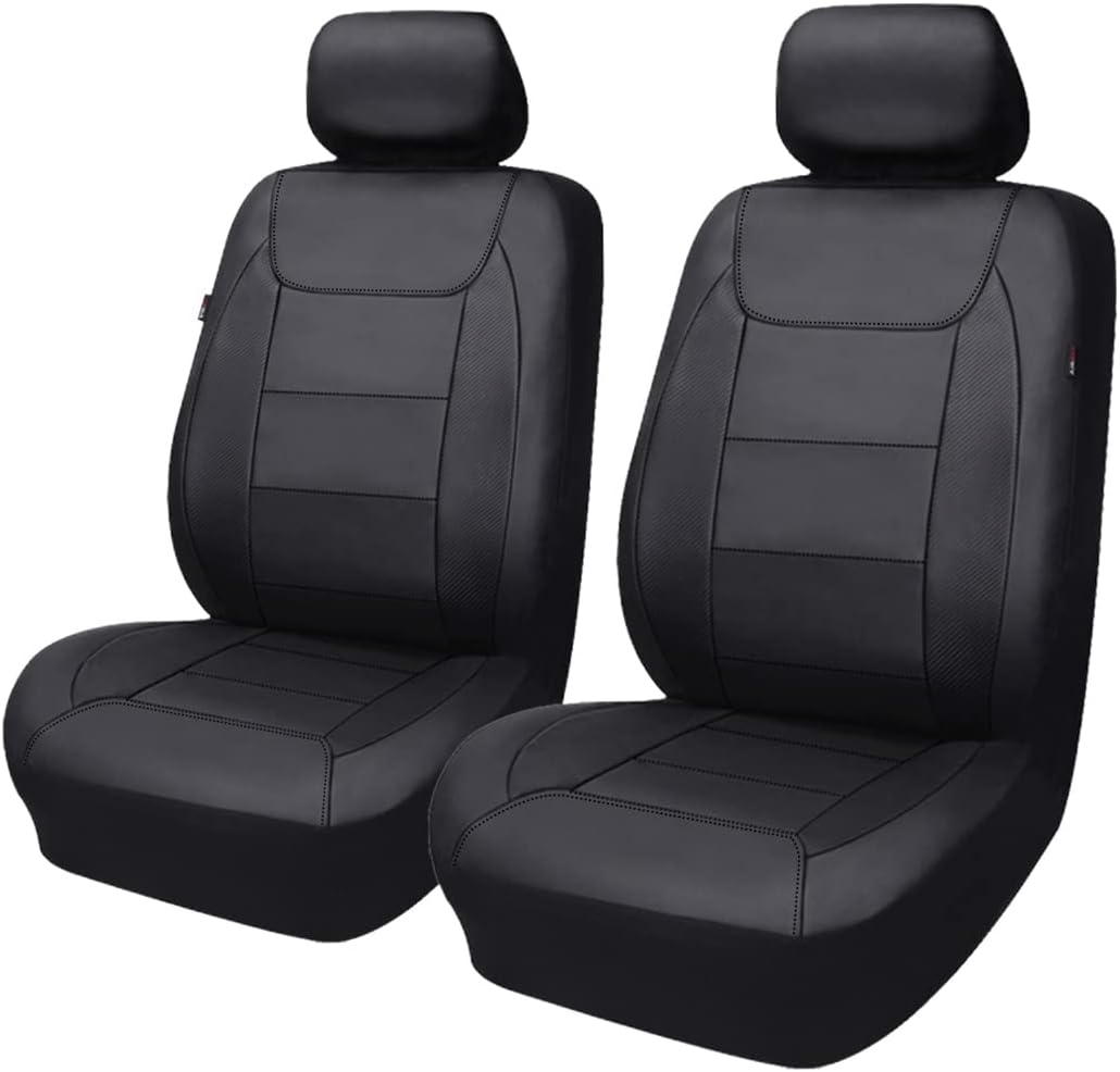 Flying Banner Carbon Fiber Leather Vehicle Seat Covers, Leopard Gray Black, Universal Fit - 8PCS