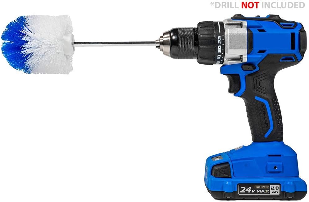 Long Reach Drill Brush Attachment, All Purpose for Car Tires, Wheels, Wheel Wells, Engine Bays, Exhaust Pipes, Running Boards, Hard to Reach Areas, with Heavy Duty Non-Scratch Nylon Bristles
