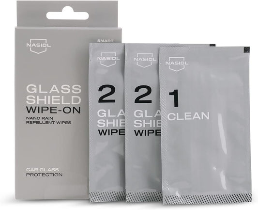 Nasiol GlasShield Wipe-On Nano Rain Repellent Wipe Kit, Ceramic Coating for Windshield, Quick & Easy Application, Easy to Clean, Car Rain-Repellant, Durable Lasts for 15,000 Miles
