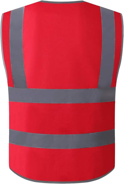 XIAKE 9 Pockets Class 2 High Visibility Reflective Safety Vest for Men Women,Meets ANSI/ISEA Standard