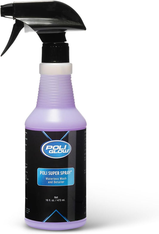 Poli Super Spray® Waterless Cleaner–No Rinse Car, Boat & RV Wash Streak-Free, High Gloss, Non-Abrasive Safe for Gelcoat, Fiberglass, Painted Surfaces, Glass, Plastic, Rubber & Vinyl–Quick & Easy