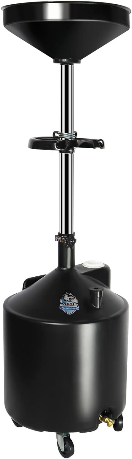 HKTE 2.6Gallon（10L） Oil Drain Pan, Heavy Duty Leak-Proof Low Profile HDPE Container with Wide Mouth Funnel & Reinforced Handles for Cars, SUVs & Trucks