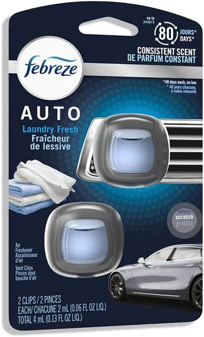 Febreze Car Vent Clips Air Freshener Smoke Odor Eliminator, Citrus Scent 2 Pack