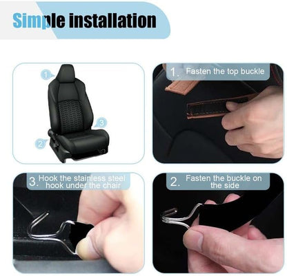 LAINLOY Felt Car Seat Back Organizer, Kick Mats Car Back Seat Protector for Kids, 6-Pocket Storage for Tissue, Box, Pen, Toy, Automobile Road Trip Accessories for SUV, RV, Truck (Black)