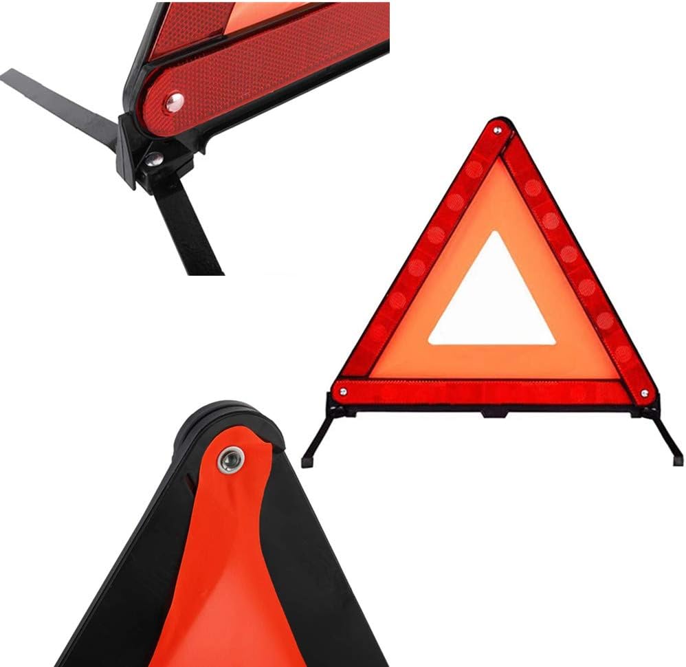 Reflective Triple Triangle Car Warning Sign, Foldable Emergency Warning Triangles Breakdown Board, Safety Roadside Hazard Sign Warning Kit