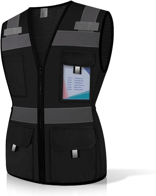 Reflective Vest for Women, Mesh Womens Safety Vest with 11 Pockets and Zipper, Hi Vis Neon Construction Work Vest for Lady Surveyors/Workers, Snugly-Fitted, ANSI Compliant (U-Yellow, S)