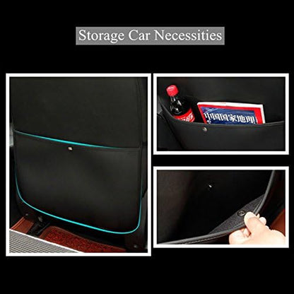 HCMAX 2 Pack Kick Mat Car Seat Back Protector Waterproof Easy to Clean Multifunctional Organizer Storage Bag Travel Accessory PU Leather Black