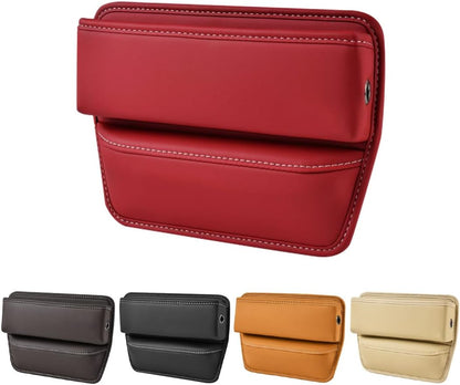 Kewucn Car Seat Gap Organizer, Adjustable Leather Front Seat Gap Filler Storage Box, Multifunctional Auto Console Side Pocket Organizer for Phone Glasses Key Card, Car Accessories (Black)