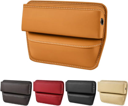 Kewucn Car Seat Gap Organizer, Adjustable Leather Front Seat Gap Filler Storage Box, Multifunctional Auto Console Side Pocket Organizer for Phone Glasses Key Card, Car Accessories (Black)