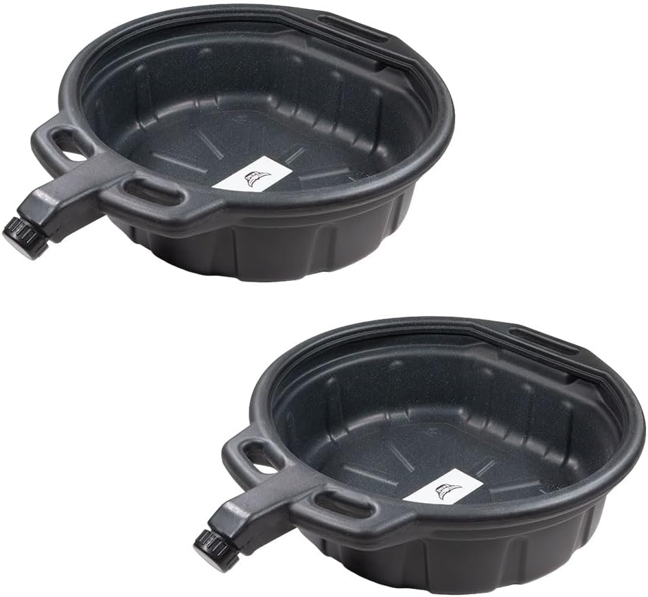 Mytee Products Automotive Oil Drain Pan - Black Plastic Anti Splash, Motor Large Oil Drip Catcher Pan for Changing Oil, Spill-Proof Design - 4.25-Gallon