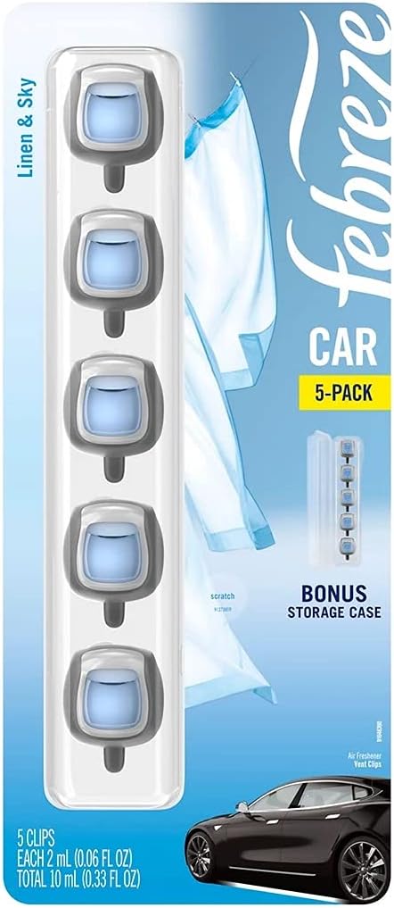 Febreze Car Air Freshener Vent Clip Platinum Ice Scent, .07 oz. Car Vent Clip, Pack of 4