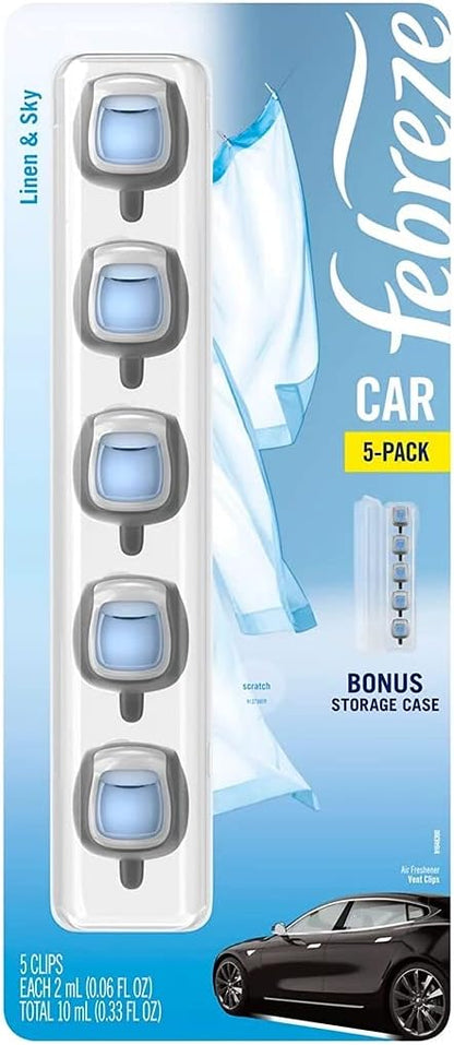 Febreze Car Air Freshener Vent Clip Platinum Ice Scent, .07 oz. Car Vent Clip, Pack of 4