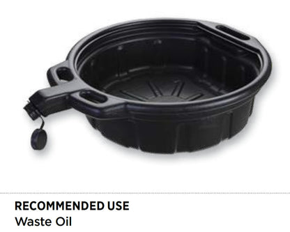 Groz 15 Quart Oil Drain Pan with Wheels & O-Ring Seal - 8" Wide Opening, Catch Basket, Leak-Proof Spout for Trucks, Cars, Fleet Maintenance (41966)