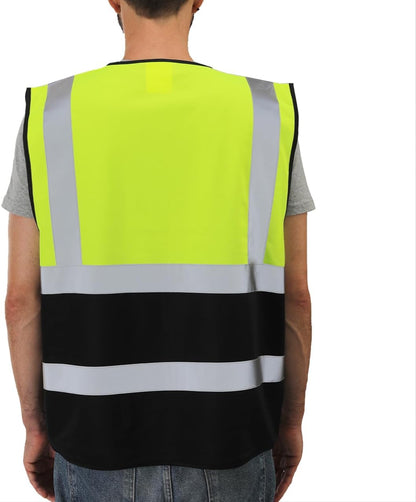 Dib Safety Reflective Safety Vest for Men Women, High Visibility Vest with Pockets and Zipper, ANSI Class 2