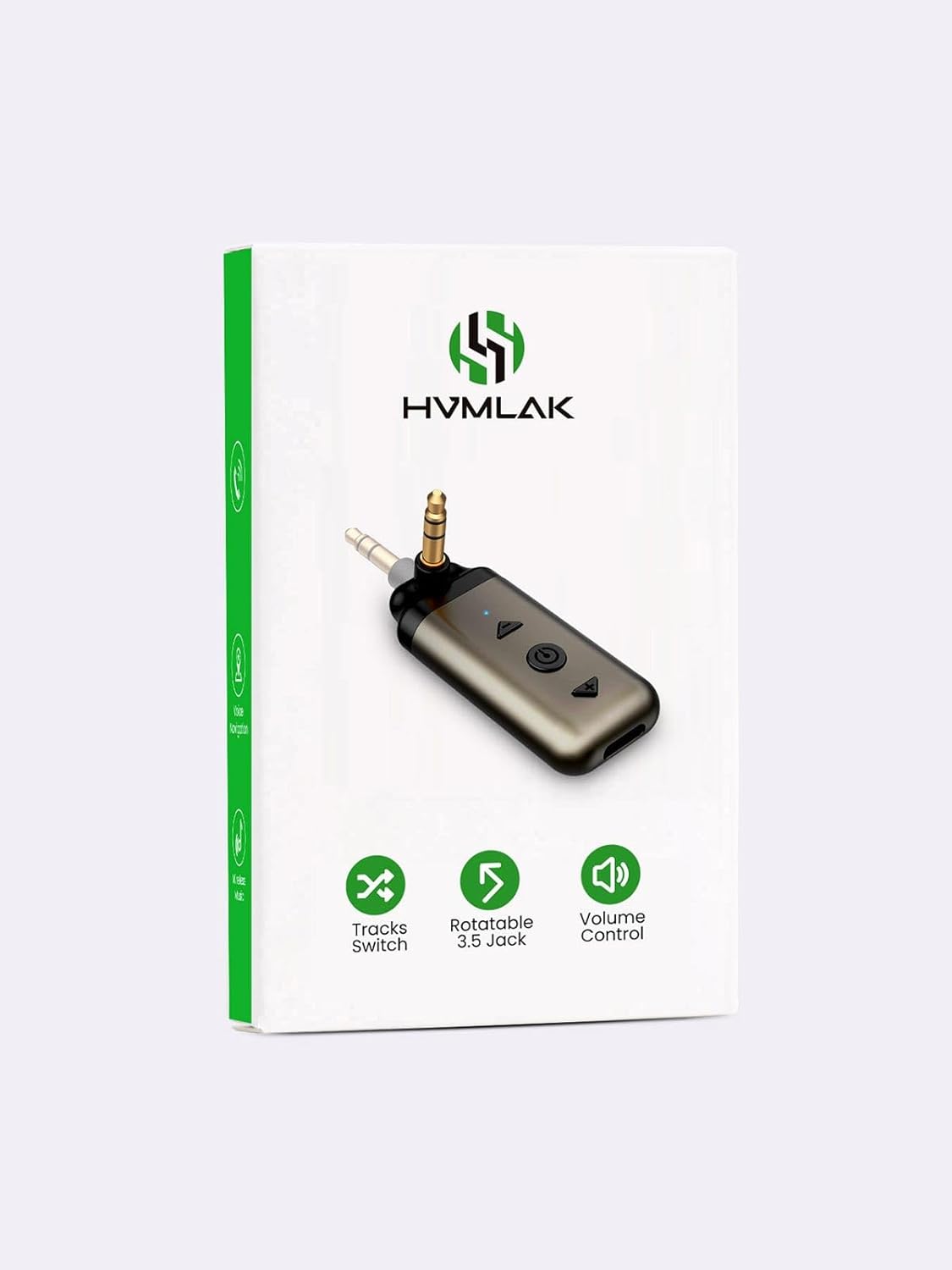 HVMLAK Air88 Bluetooth 5.4 Aux Adapter, 180° Swivel 3.5mm Jack Receiver for Car Home Stereo, Handsfree Calls, 12 Hours Battery, HiFi Sound, Solid Metal Case