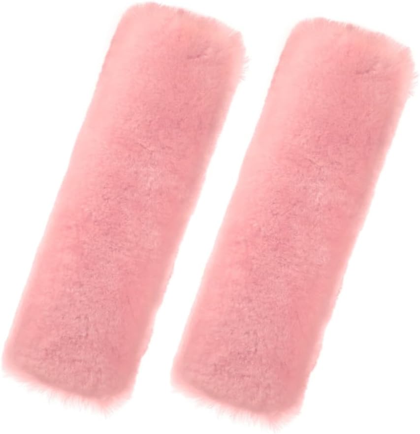 Andalus Brands 2 Pack Genuine Merino Wool Sheepskin Seat Belt Cover – Soft Shoulder Pad, Neck Cushion Protector – Authentic Car Accessories (Pearl)