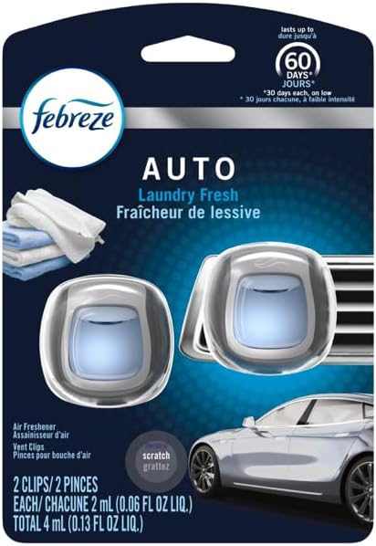 Febreze Car Vent Clips Air Freshener Smoke Odor Eliminator, Citrus Scent 2 Pack
