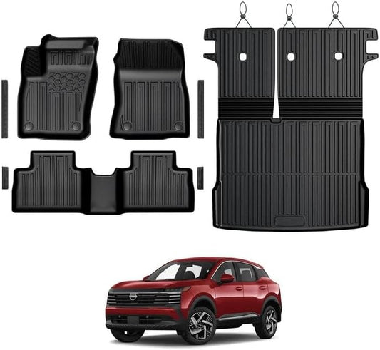 Floor Mats Set for Nissan Rogue 2026 2025 2024-2021 Accessories, Full Coverage All Weather Floor Mats Cargo Mat with Backrest Protectors & Door Sill Guards (Not for Sport)