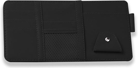 1 Pack Car Sun Visor Organizer, Sunglasses Holder for Car Sun Visor, Auto Interior Accessories Pocket Organizers Can Store for Sunglasses, Documents, Cards, Pen, Drivers License (Black)