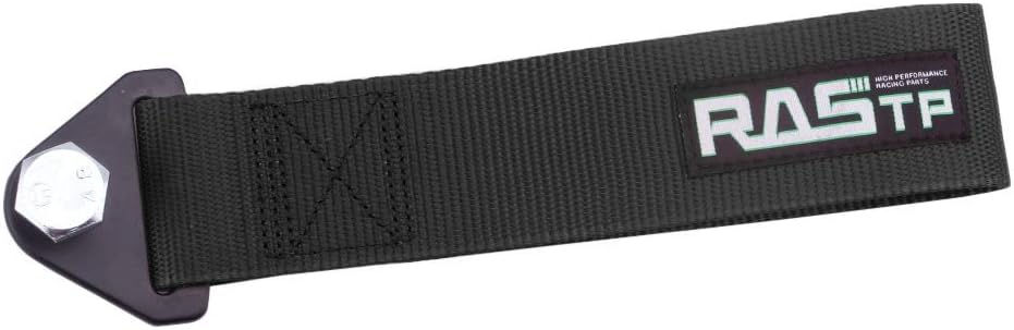 RASTP High Strength Racing Tow Strap, Tow Hook Fit for Front or Rear Front Bumper Decorative Trailer Belt (Black)