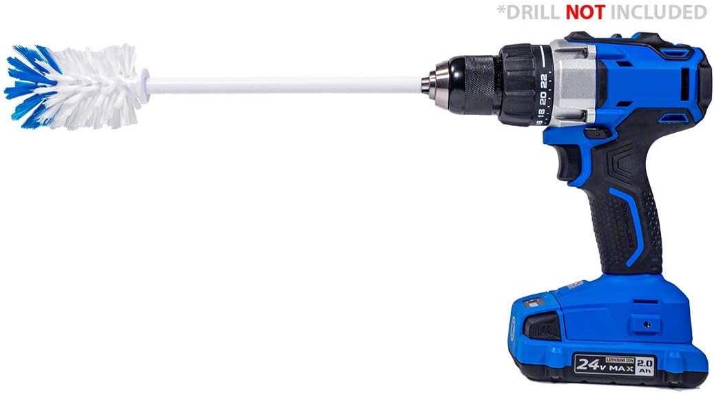 Long Reach Drill Brush Attachment, All Purpose for Car Tires, Wheels, Wheel Wells, Engine Bays, Exhaust Pipes, Running Boards, Hard to Reach Areas, with Heavy Duty Non-Scratch Nylon Bristles