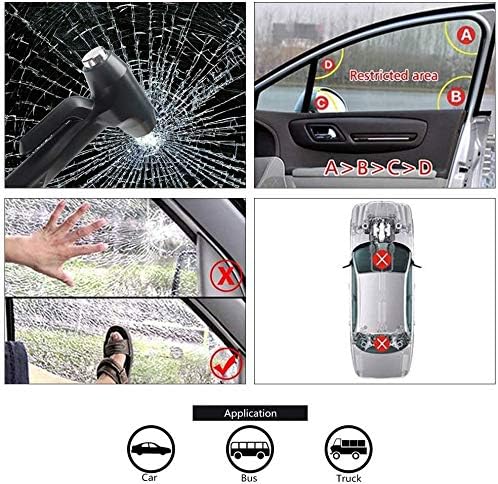 Premium Car Glass Breaker with Seat Belt Cutter - Automotive Safety Hammer - Emergecy Escape Tool, Car Autoaccessory Metal Window Hammer, Vehicle Hard Aluminium Alloy Head Design(Silver)