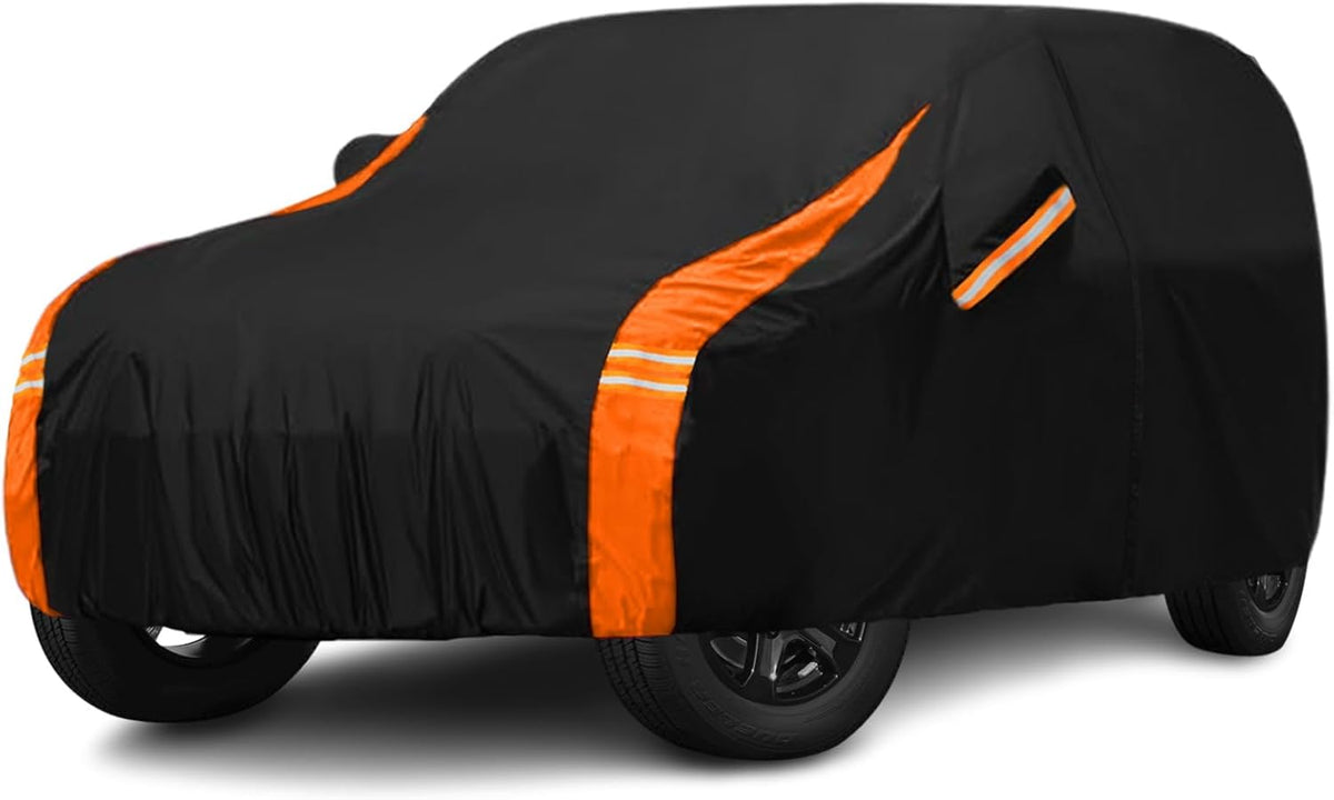 10-Layer Car Cover Waterproof All Weather for Automobiles, Soft Cotton Lining Outdoor Full Covers with Door Zipper, Universal Fit for Sedan 196"-208" L, Size A6 (See Size Chart)