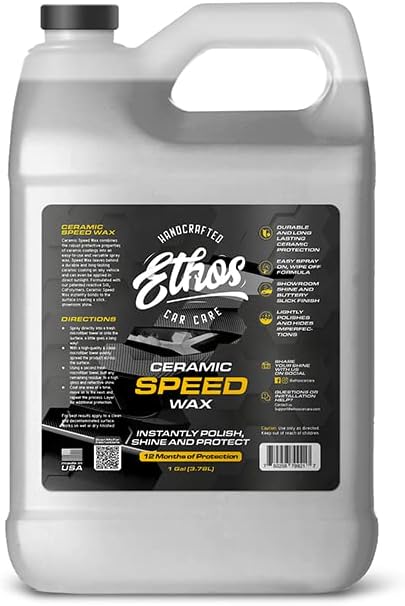 Ethos Ceramic Speed Wax – SiO2 Ceramic Coating Spray for Cars – Hydrophobic Car Wax Spray Top Coat Polish – High Gloss Shine, Ceramic Spray Wax – 12+ Month Protection