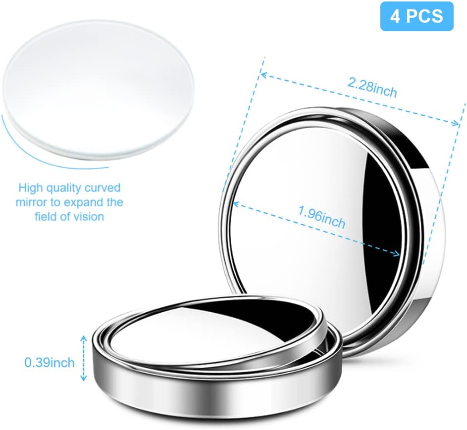 OBTANIM 4 Pack Blind Spot Mirror 2 Inch Angle Adjustable HD Glass Round Car Side Rear View Convex Mirror Accessories with Frame for Car SUV Trucks Motorcycles
