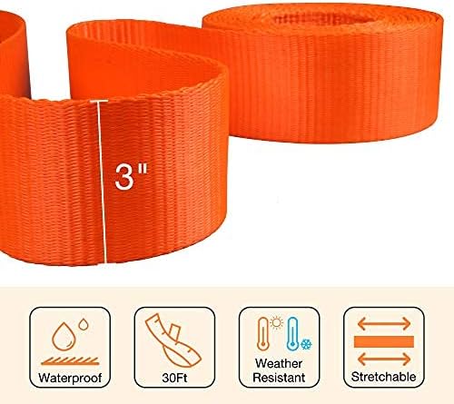 Recovery Tow Strap 2in X 20ft Heavy Duty 20,000 lbs Break Strength, Use for Emergency Towing Rope, Tree Saver, Winch Extension, Triple Reinforced Loops, Protective Sleeves,Car Accessories