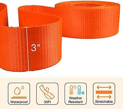 Recovery Tow Strap 2in X 20ft Heavy Duty 20,000 lbs Break Strength, Use for Emergency Towing Rope, Tree Saver, Winch Extension, Triple Reinforced Loops, Protective Sleeves,Car Accessories
