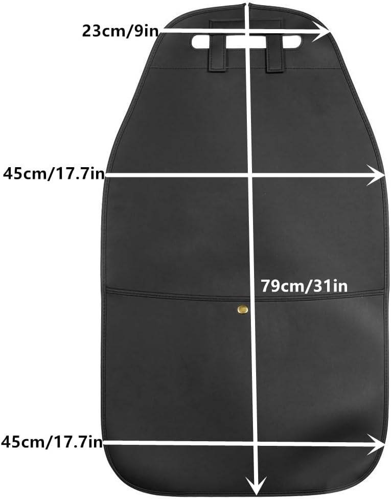 HCMAX 2 Pack Kick Mat Car Seat Back Protector Waterproof Easy to Clean Multifunctional Organizer Storage Bag Travel Accessory PU Leather Black