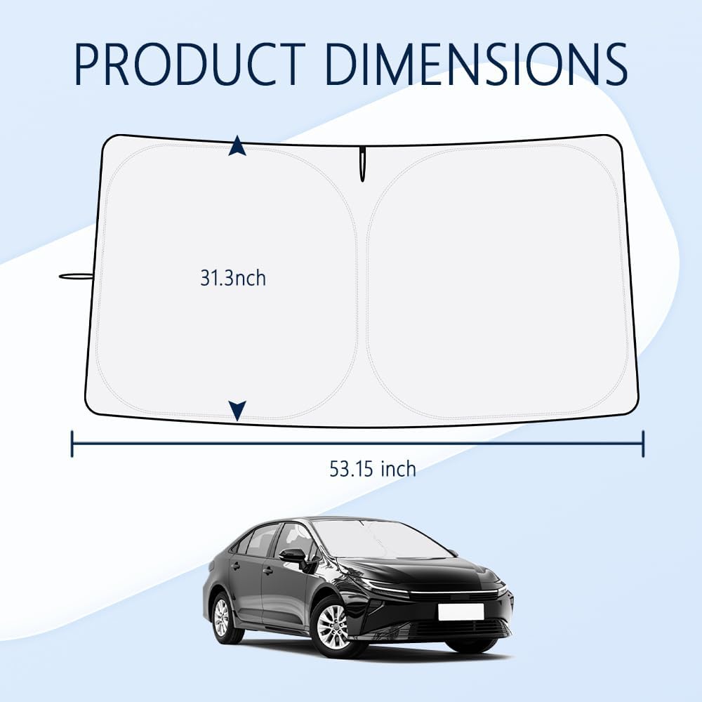 300T Thickened Automotive Glass Sunshade and Comes with Storage Bag,Keep Car Interior Cool,Universal Windshield Sun Shade Fit for Cars,Trucks,SUVs (L: 57.08 * 31.5 inch)