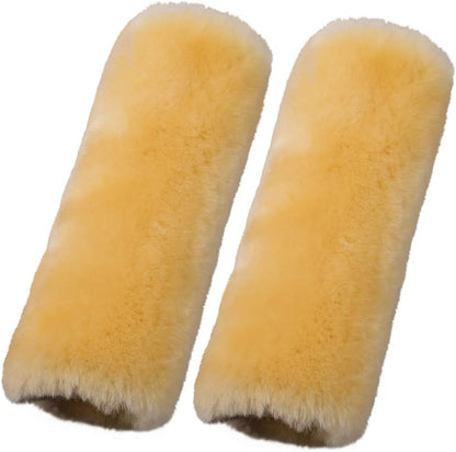 OGLAND Authentic Sheepskin Car Seat Belt Pad,2 Pack Soft Seat Belt Cover for Shoulder Pad Neck Cushion Protector Car Accessories by Genuine Natural Merino Wool (Misty Gray) - Colors B
