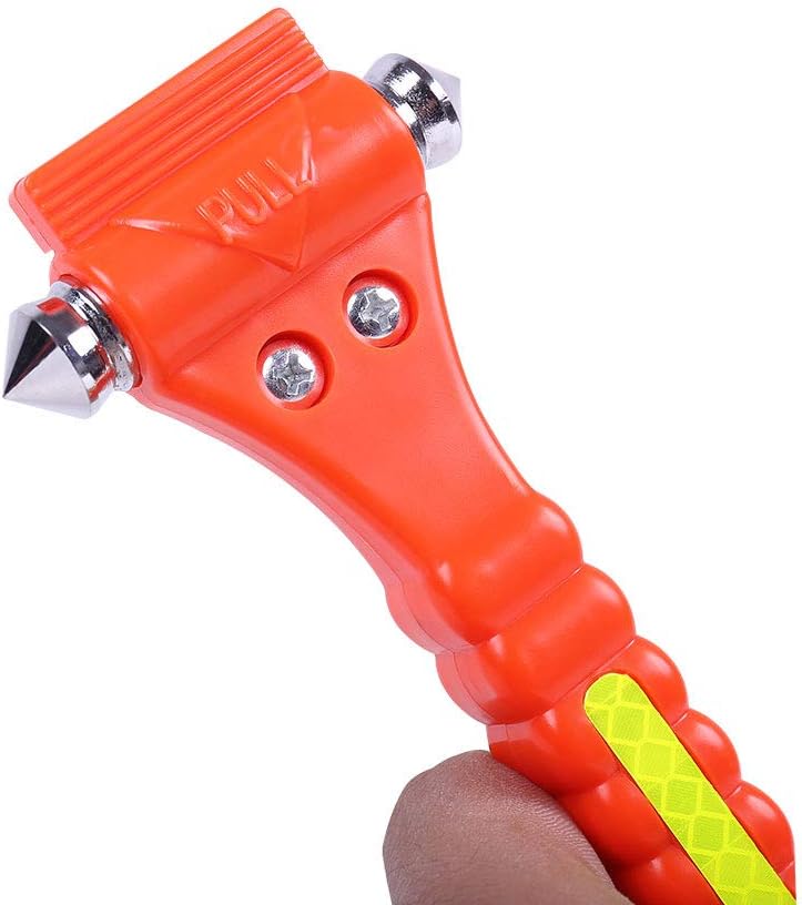 2 PCS Go DeCho Car Safety Hammer Emergency Escape Tool with Seat Belt Cutter and Vehicle Window Glass Breaker with Light Reflective Tape