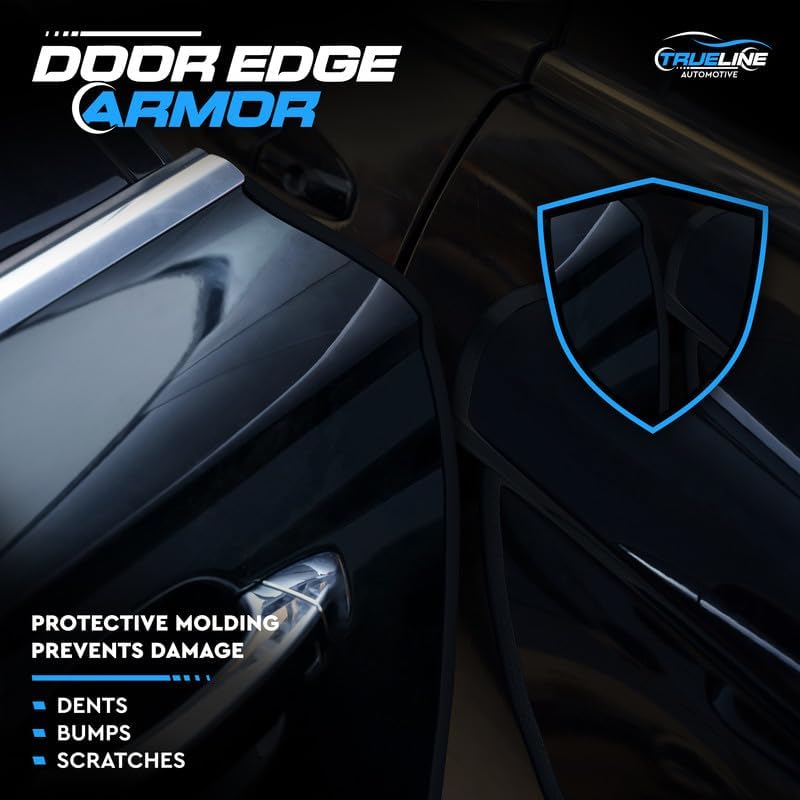 True Line Automotive L Shaped Car Door Edge Guards - 12 FT Car Door Edge Protector - Ultra-Durable Door Edge Guard with 3M Adhesive, Universal Fitting, Scratch Protection for Car Doors, Lightweight