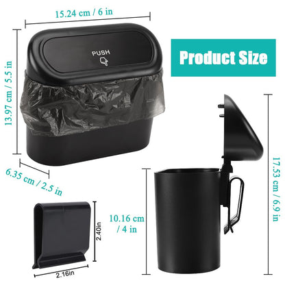 Accmor Car Trash Can with Lid, Leakproof Vehicle Garbage Organizer Holder Bin with 60 Pcs Trash Bags, Mini Auto Dustbin Interior Accessories Storage Container for SUV, Office, Home