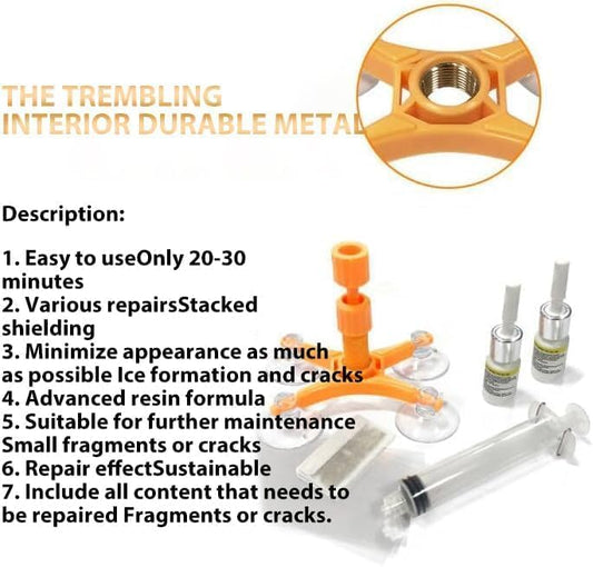 GLISTON Car Windshield Repair Kit for Auto Windscreen Chips and Cracks, Bulls-Eye, Spider Web, Star-Shaped, Nicks