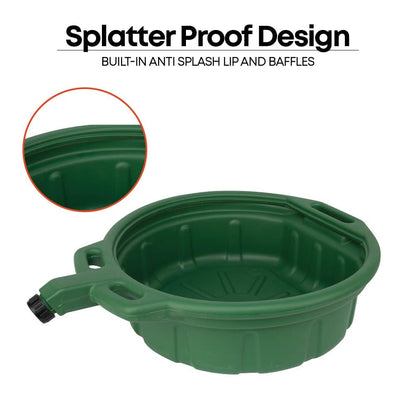 Groz 15 Quart Oil Drain Pan with Wheels & O-Ring Seal - 8" Wide Opening, Catch Basket, Leak-Proof Spout for Trucks, Cars, Fleet Maintenance (41966)