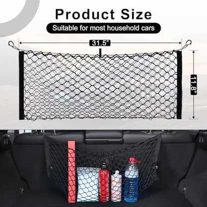 Amiss Cargo Net Stretchable, Car Exterior Accessories, Adjustable Elastic Trunk Storage Net with Hook for SUVs, Cars and Trucks (35.4x15.8 Inch)