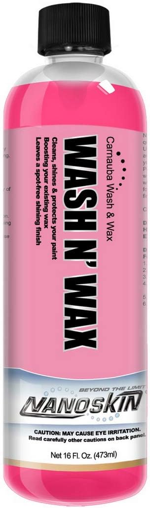 Nanoskin WASH N' WAX with Carnauba 5 gallons - Cleans & Shines in One Step | Works with Foam Cannon, Foam Gun, Bucket Washes, Pressure Washer | Carnauba Wax Protection for Cars