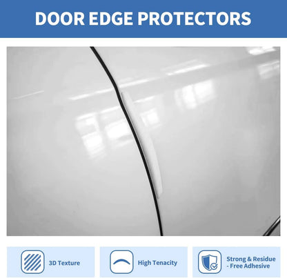 4PCS Car Door Edge Guards Universal 3D Carbon Fiber Texture Anti-Collision Scratch Protector Strips Flexible Silicone Trim with Nano Adhesive for Sedan SUV Truck Black