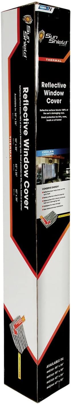 Camco 45164 62" x 30" SunShield Reflective Window Cover
