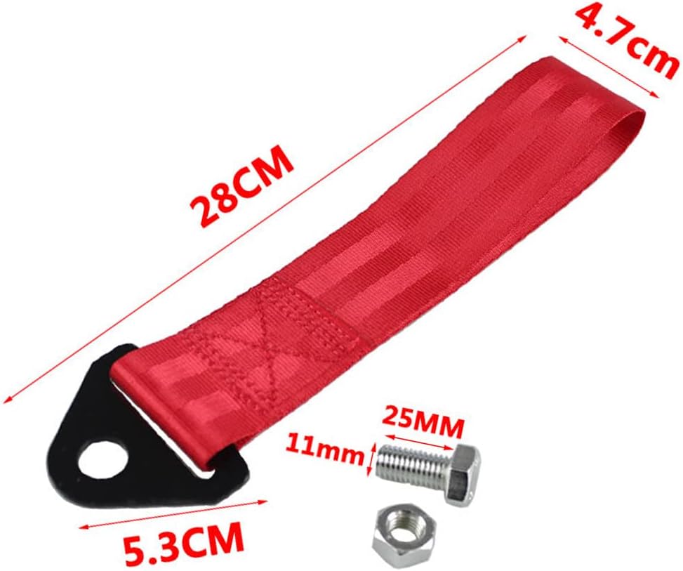 RASTP Racing Tow Strap, Car Modification Sports Trailer Belt Fit for Front or Rear Front Bumper Decorative (Red)