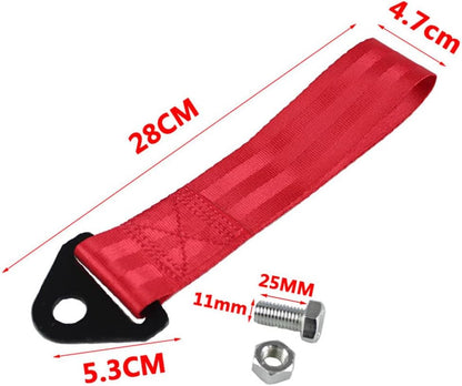 RASTP Racing Tow Strap, Car Modification Sports Trailer Belt Fit for Front or Rear Front Bumper Decorative (Red)