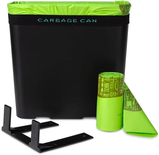 Car Trash Can for Car — 3-Gallon Leakproof Garbage Can with Floor Mat Clip & Bag Securement Band | Open-Top Vehicle Trash Bin for Drivers & Passengers | Fits SUV, Truck, Van, Sedan, MPV (Black)