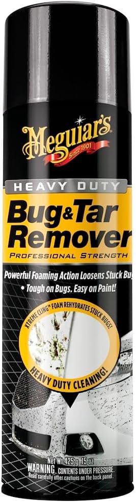Meguiar's Heavy Duty Bug & Tar Remover, Quick Bug and Tar Remover Spray for Detailing, Pro Strength Clear Coat Safe Technology with Powerful Foaming Action to Loosen Stuck Bugs, 15 Oz, 6 Pack